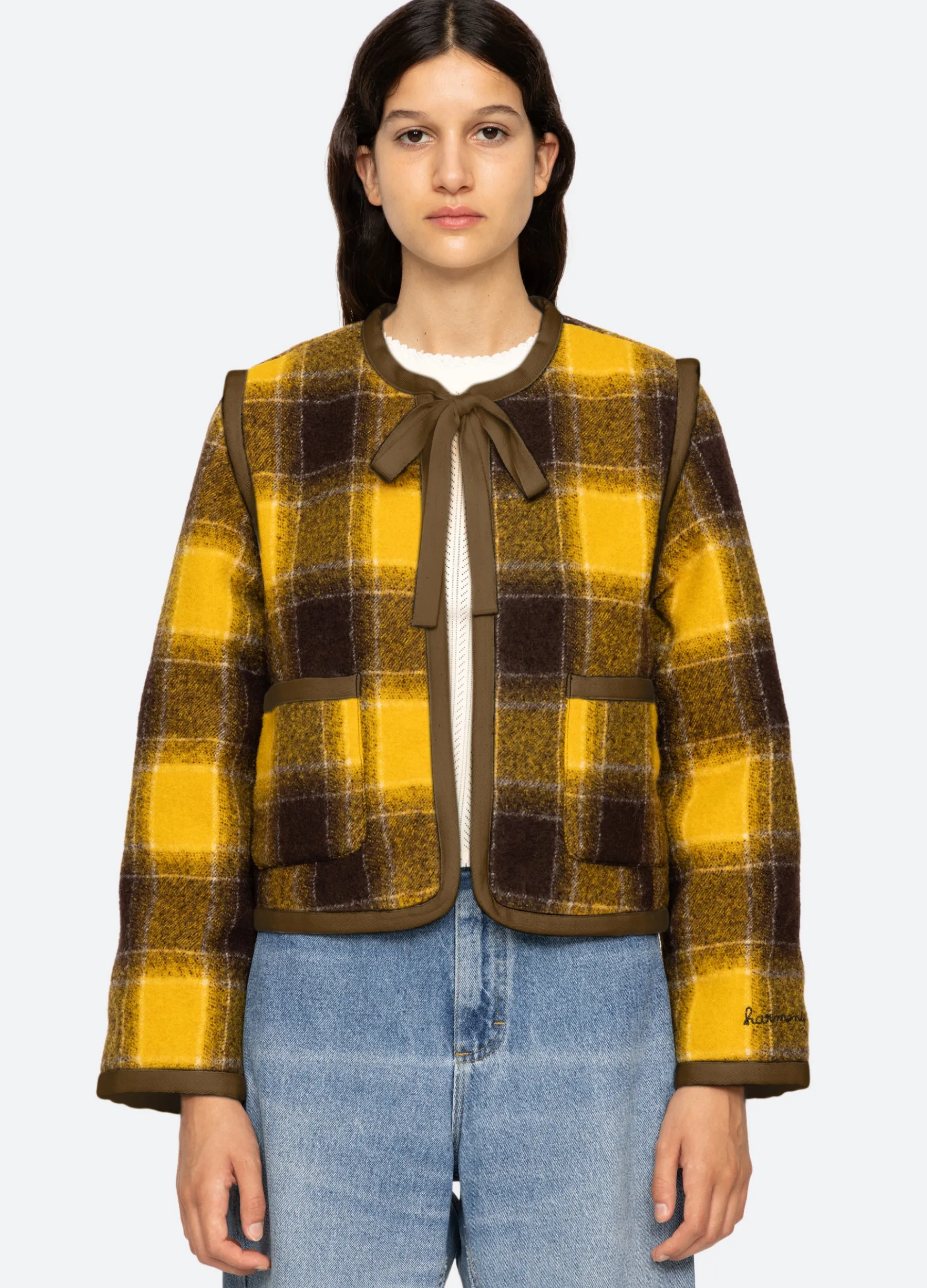 Fashion Sea New York Amber Tie Front Jacket Yellow