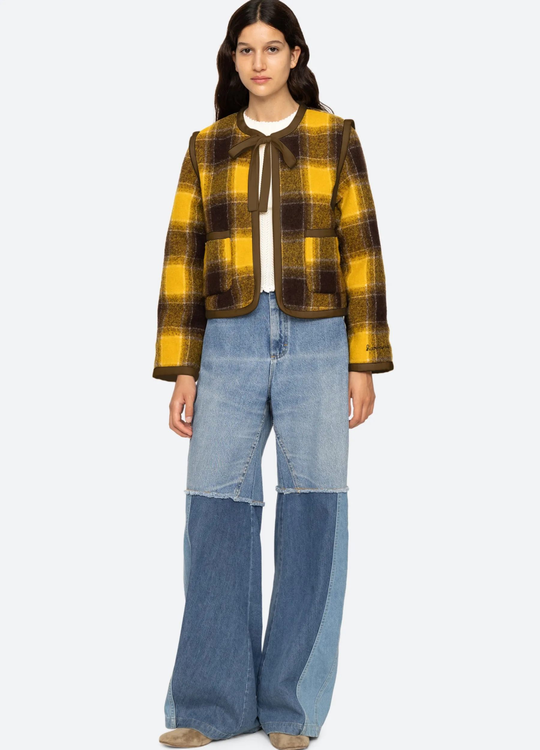 Fashion Sea New York Amber Tie Front Jacket Yellow
