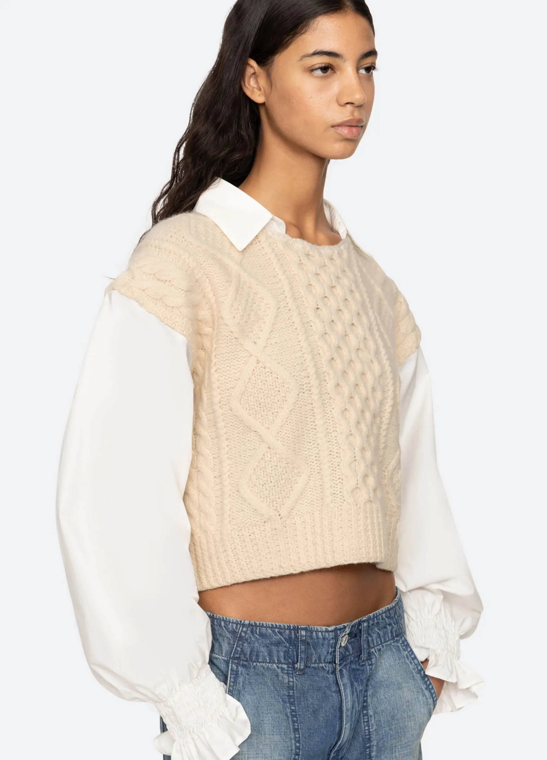 Sale Sea New York Devana L/S Sweater Cream
