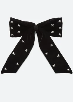 Fashion Sea New York Velvet Bow Clip Black